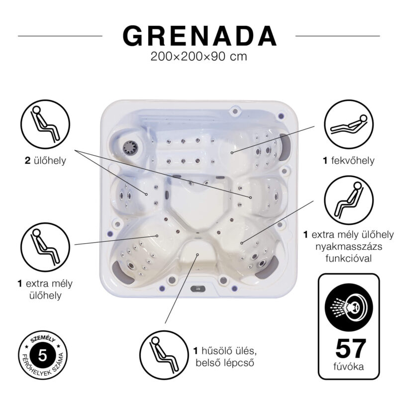 VitalSpa masszázsmedence Grenada 5 férőhelyes családi jakuzzi