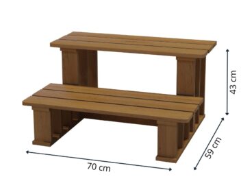 Thermowood fa lépcső méretekkel